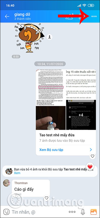 Thiết lập nhóm chat Zalo