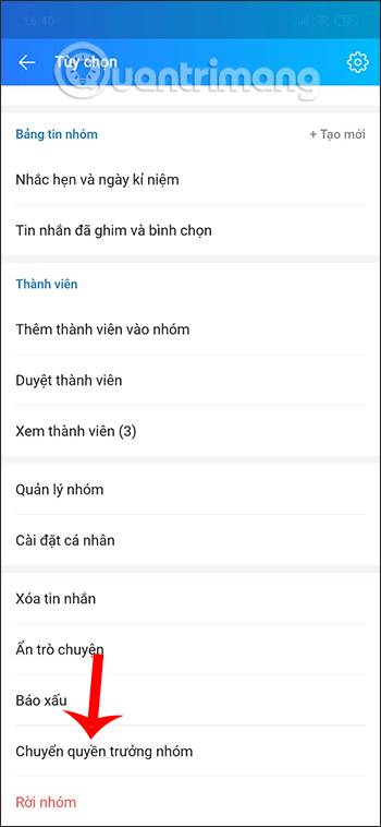 Chuyển quyền Admin