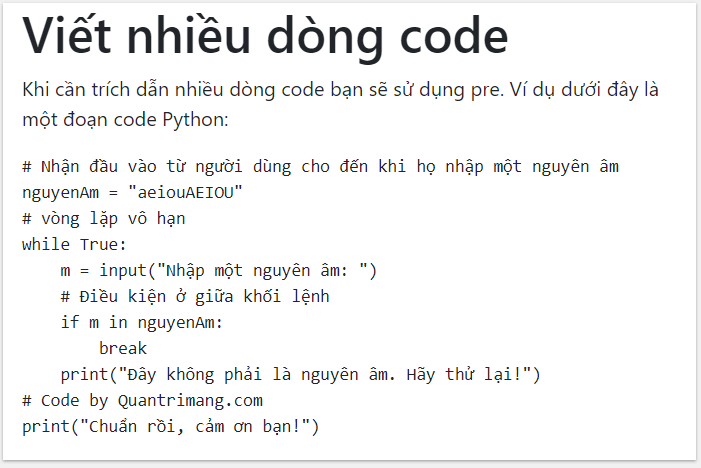 Thẻ pre trong Bootstrap