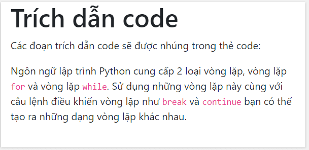 Cách dùng thẻ code trong Bootstrap