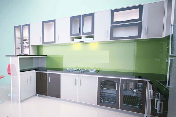 Tủ bếp nhôm kính