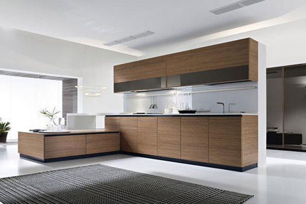 Tủ bếp công nghiệp Veneer vân gỗ