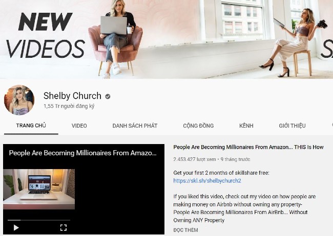 Kênh YouTube với 1,55 triệu người đăng ký của Shelby