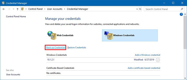 Cách sử dụng Credential Manager trong Windows 10