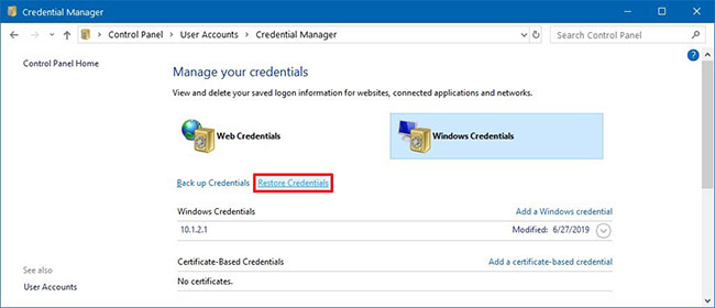 Cách sử dụng Credential Manager trong Windows 10