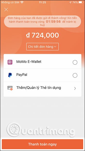 Chọn phương thức thanh toán
