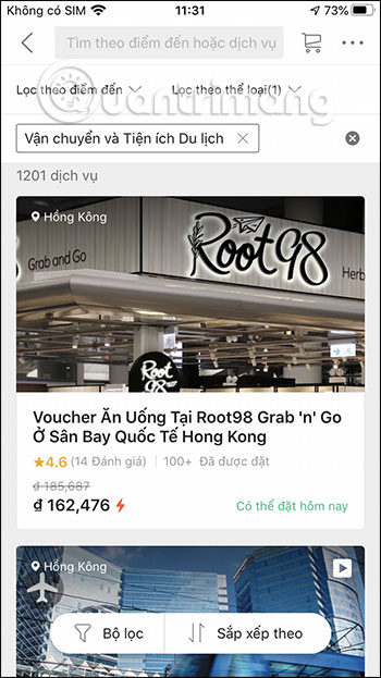 Đặt tiện ích du lịch