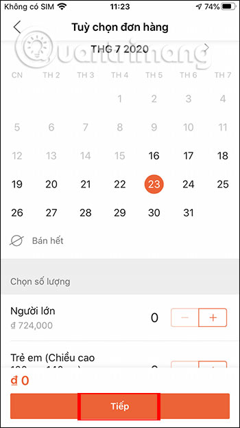 Chọn thời gian