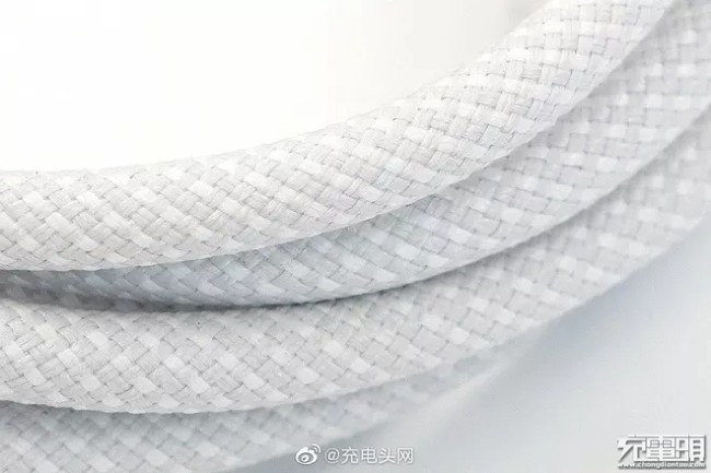 A close-up of the cloth wrapped around the iPhone 12 cable