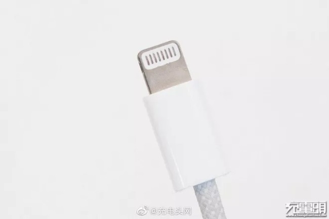 Cận cảnh đầu Lightning với chân sạc mạ Rhodium