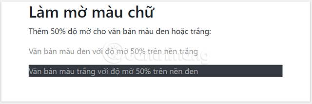 Làm mờ màu chữ
