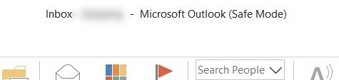Thanh tiêu đề sẽ hiển thị trạng thái Safe Mode của Outlook
