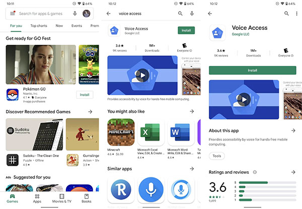 Cài đặt Voice Access từ Google Play Store