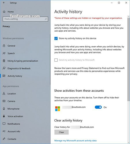 Bạn có thể kích hoạt tùy chọn Let Windows sync my activities from this PC to the cloud trong ứng dụng Settings hoặc thông qua một tùy chọn được cung cấp ở cuối Timeline