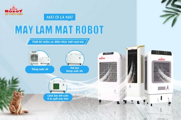 Máy làm mát Robot có thùng nước dời dung tích lớn nên sử dụng thuận tiện hơn rất nhiều