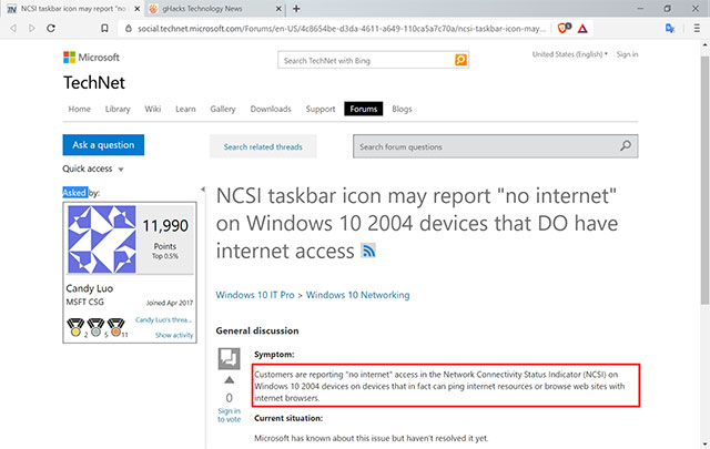 Microsoft xác nhận vấn đề