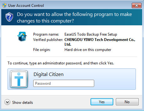 Trong Windows 7 và Windows 8.1, lời nhắc UAC luôn hỏi mật khẩu quản trị