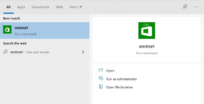 Công cụ Wsreset được tích hợp sẵn trên Windows 10