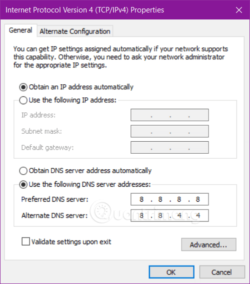 Đổi DNS với IPv4