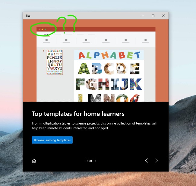 Ảnh chụp màn hình trên macOS mà Microsoft dùng cho ứng dụng Windows 10 Tips