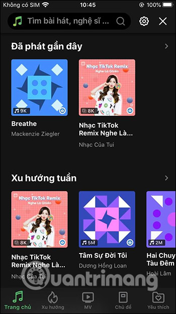 Giao diện Trang chủ