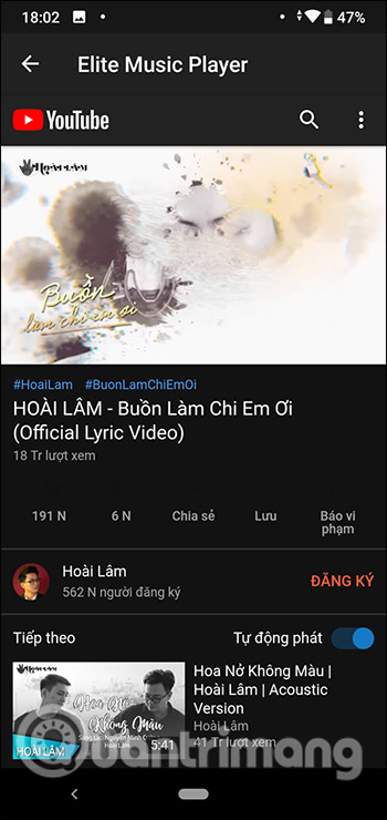 Tìm nhạc trên YouTube