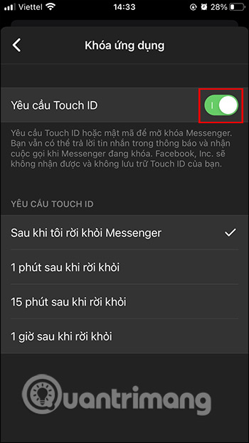 Cách cài mật khẩu Messenger, khóa Messenger trên iPhone mới nhất