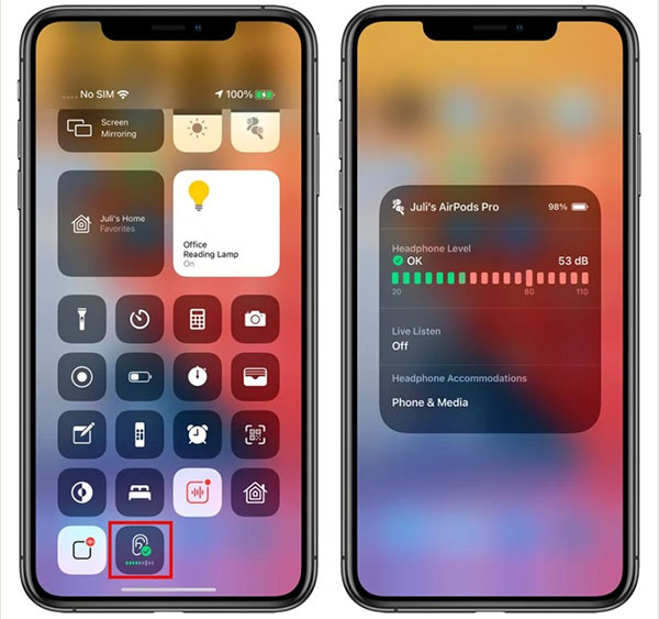 Adjust volume from Control Center