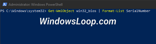 Lệnh tìm số serial từ PowerShell