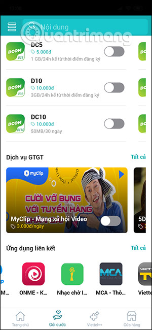Dịch vụ trên My Viettel