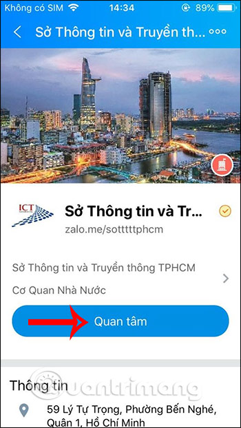 Nhấn Quan tâm