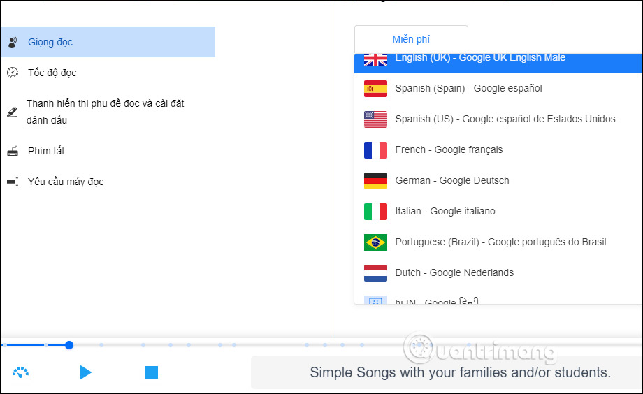 Thiết lập đọc 