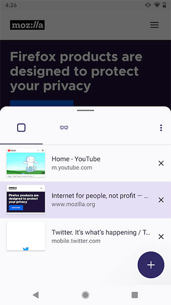 Một phần giao diện Firefox mới