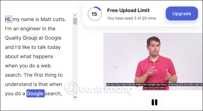 Hiển thị nội dung trong video