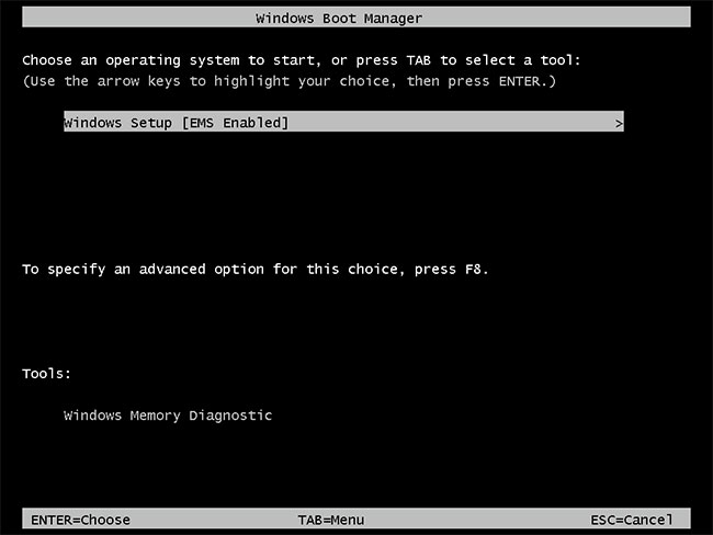 Chọn Windows Setup [EMS Enabled]