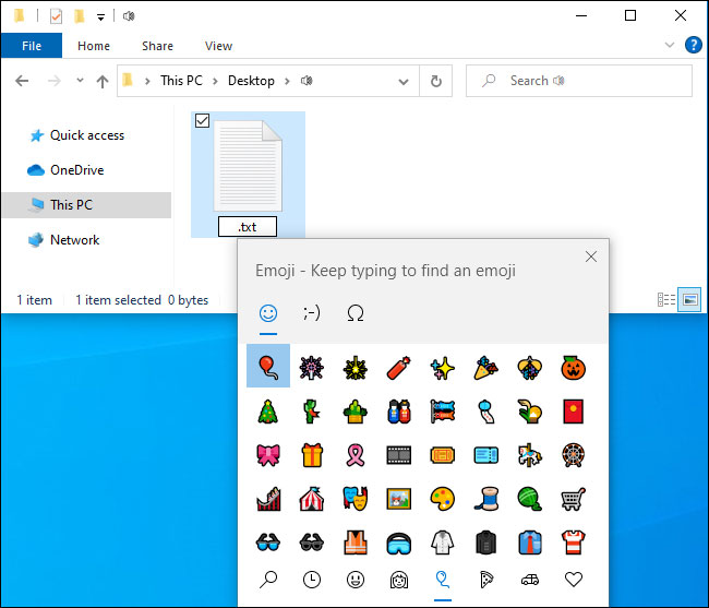 Cách sử dụng emoji trong tên file trên Windows 10