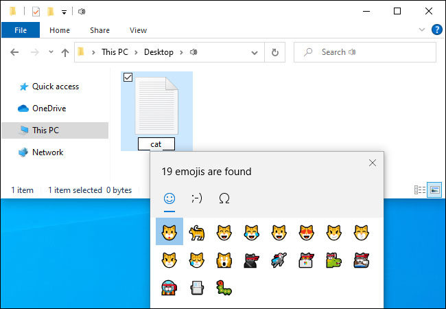 Cách sử dụng emoji trong tên file trên Windows 10
