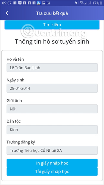 Hồ sơ đăng ký thành công