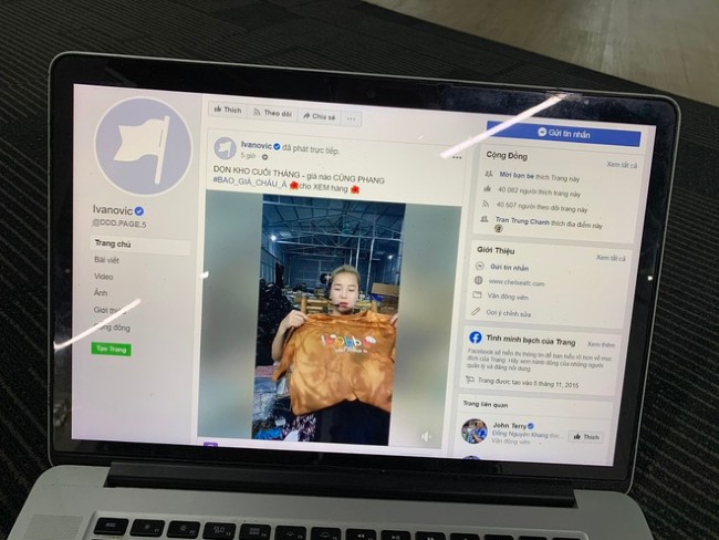 Fanpage tích xanh của Ivanovic bất ngờ live stream bán quần áo vào ngày 30/7