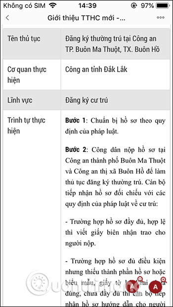 Thông tin thủ tục