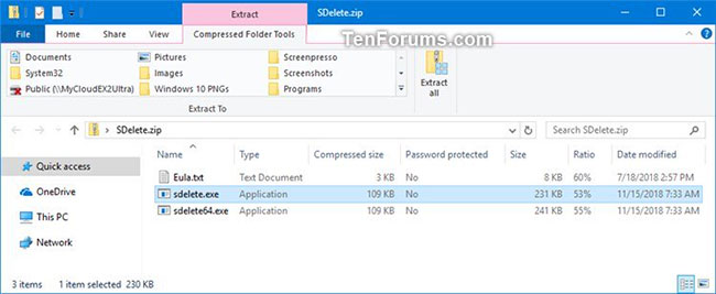 Sao chép file sdelete.exe từ SDelete.zip