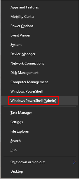 Mở PowerShell với quyền admin