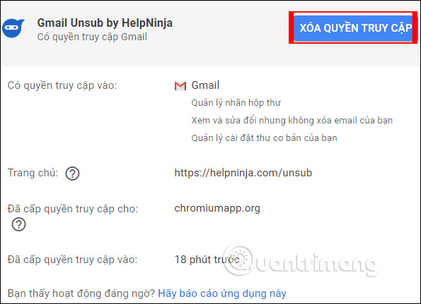 Hủy liên kết Gmail Unsub