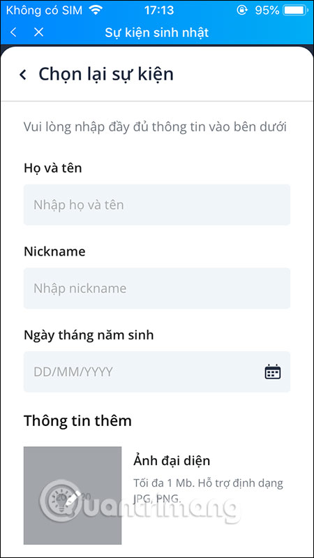 Thông tin sự kiện