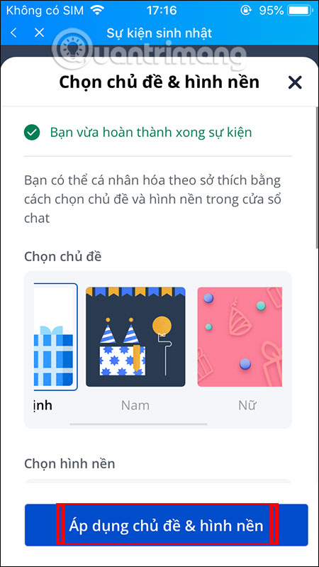 Chọn hình nền