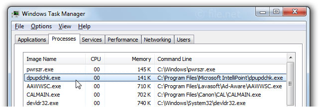 Tiếp trình dpupdchk.exe đáng tin cậy phải chạy từ C:\Program Files\microsoft intellipoint\ipoint.exe