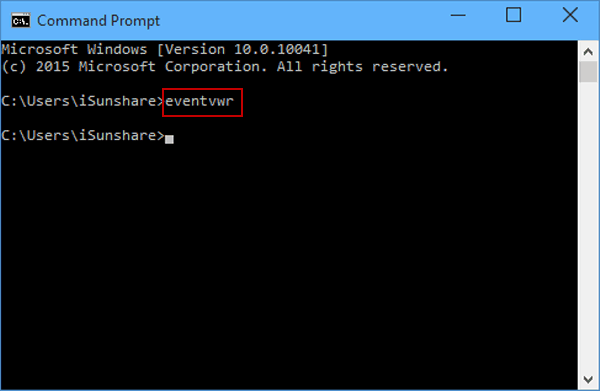 Nhập eventvwr vào Command Promtp để mở Event Viewer