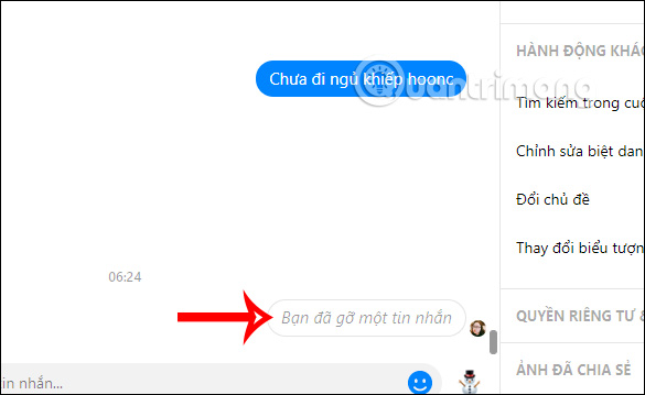 Thông báo gỡ tin nhắn