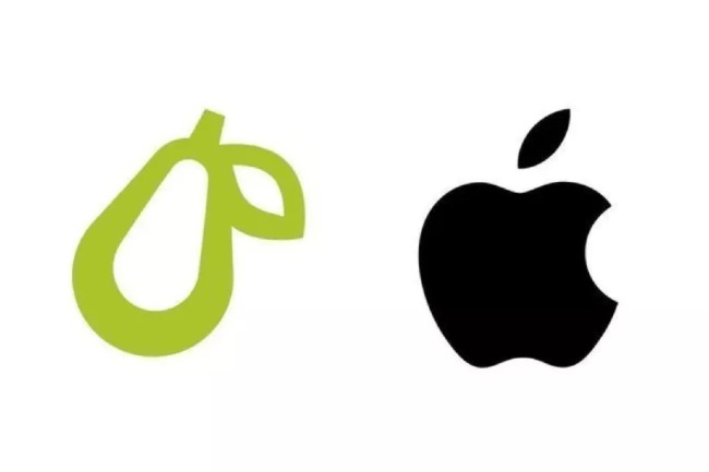 Logo quả lê của Prepear đặt cạnh logo quả táo của Apple