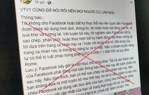 Nội dung thông điệp về “điều lệ mới của Facebook"